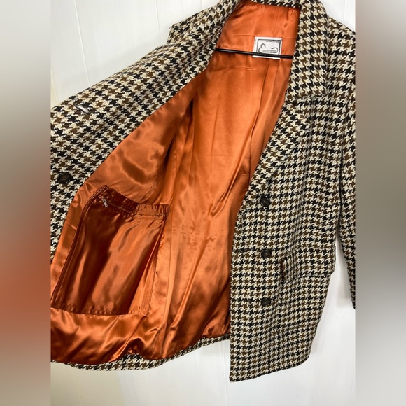 Vintage Wool Houndstooth Double Breasted Blazer Sz M - Picture 9 of 13